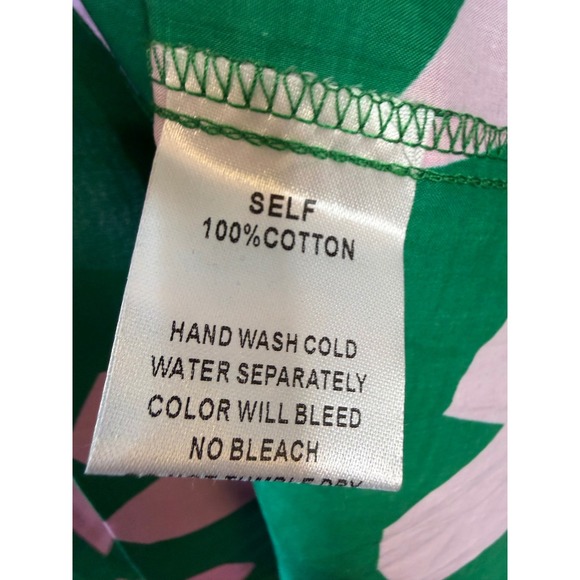 Pinch Tina Dress Green Pink Heart Print Cotton Ruffle Mini Dress Large NEW - Picture 5 of 6